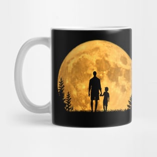 Moon dad father and son at full moon night Mug